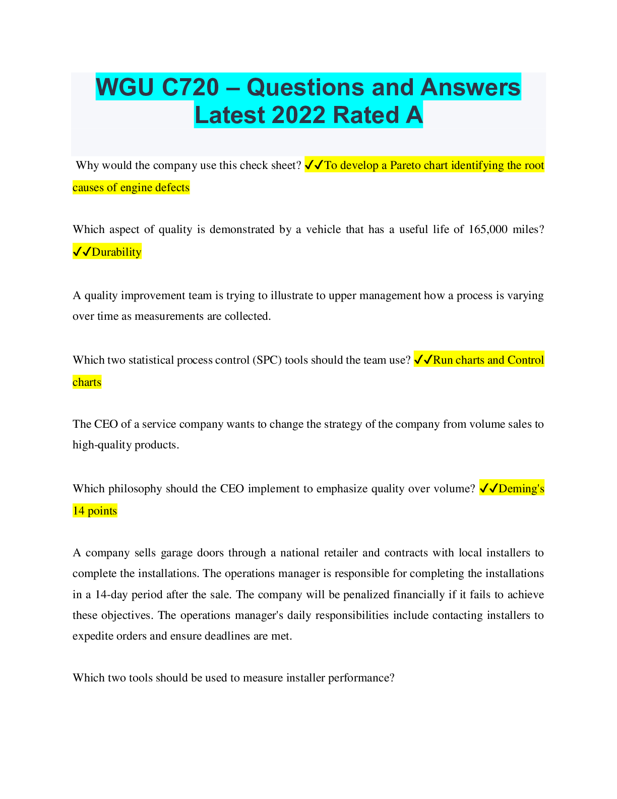 Preview image for WGU C720 – Questions and Answers Latest 2022 Rated A